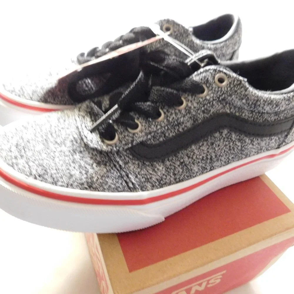 VANS WARD TEXTILE KIDS' SHOES Size 13 Black/White NEW